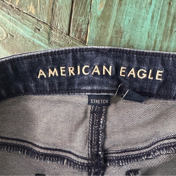 American Eagle Super High Rise Baggy Wide Leg Blue Jeans Size 12 - Picture 11 of 13
